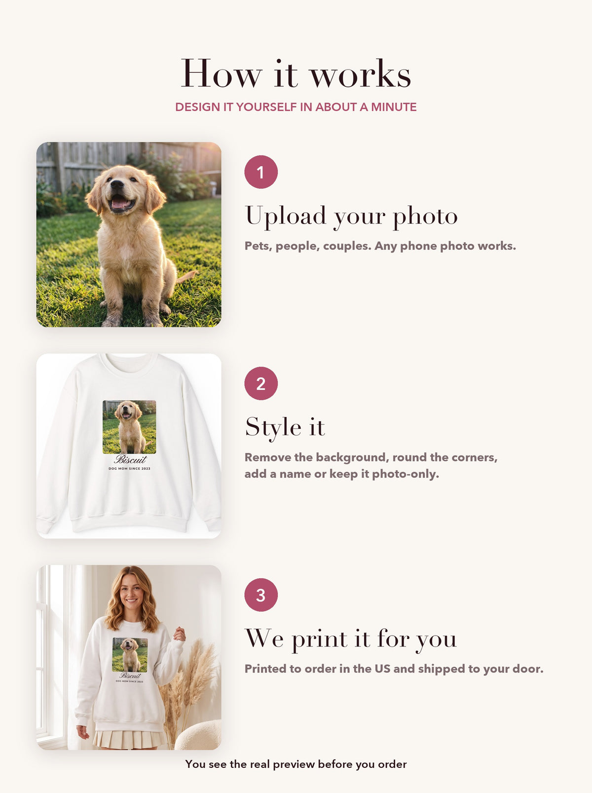How to design your custom photo sweatshirt in three steps