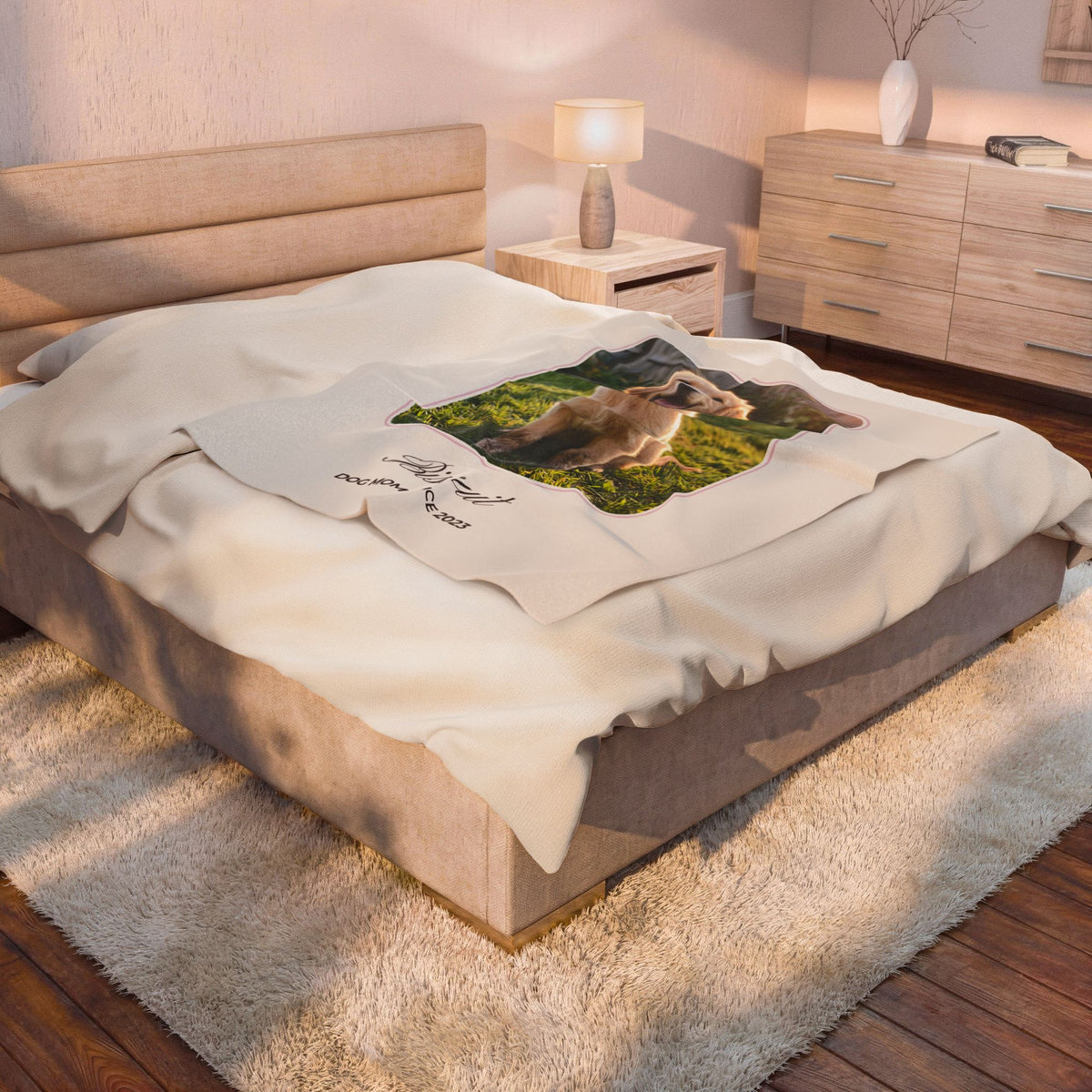 Custom Photo Blanket with Name – Personalized Pet Velveteen Throw
