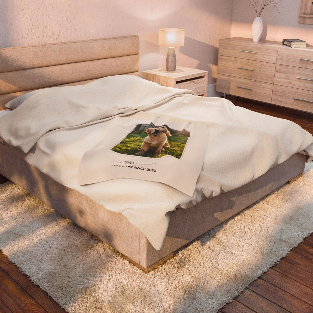 Custom Photo Blanket with Name – Personalized Pet Velveteen Throw