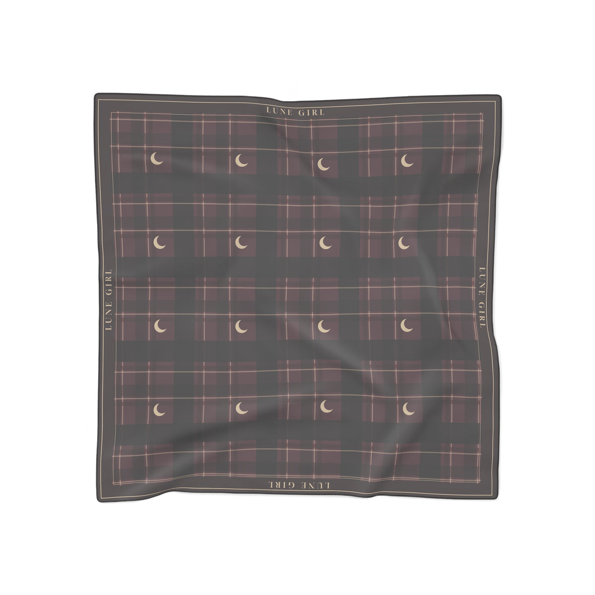 Plum Tartan Moons Chiffon Square Scarf