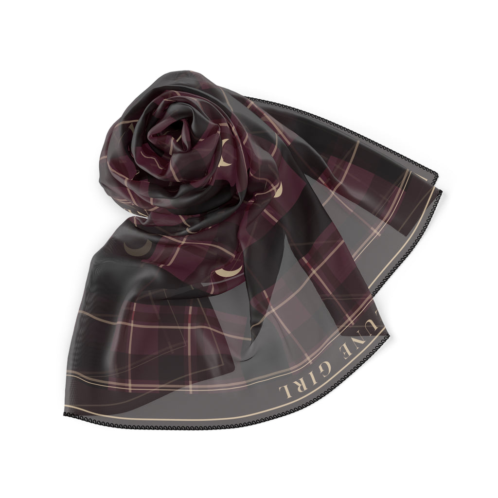 Plum Tartan Moons Chiffon Square Scarf