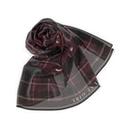 Plum Tartan Moons Chiffon Square Scarf