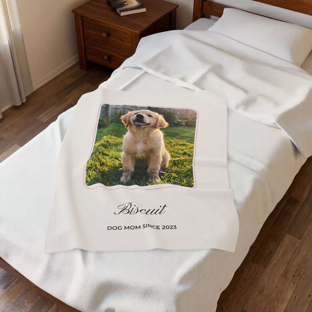Custom Photo Blanket with Name – Personalized Pet Velveteen Throw
