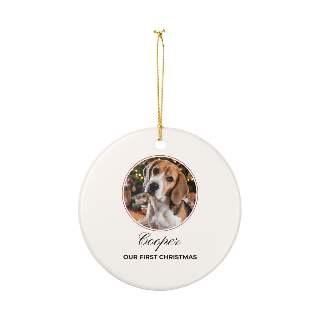 Décoration de Noël photo personnalisée avec prénom – Ornement animal en céramique