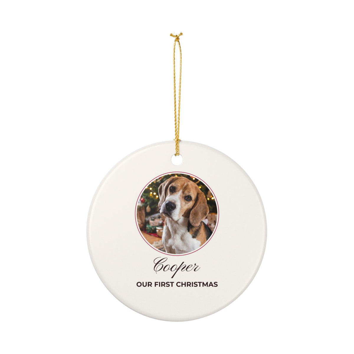 Décoration de Noël photo personnalisée avec prénom – Ornement animal en céramique