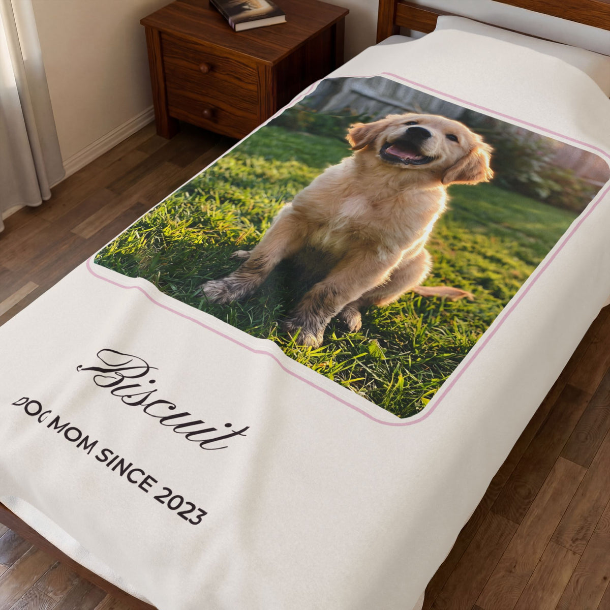 Custom Photo Blanket with Name – Personalized Pet Velveteen Throw