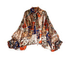 Autumn Muse bow tie floral blouse flat lay
