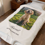Custom Photo Blanket with Name – Personalized Pet Velveteen Throw