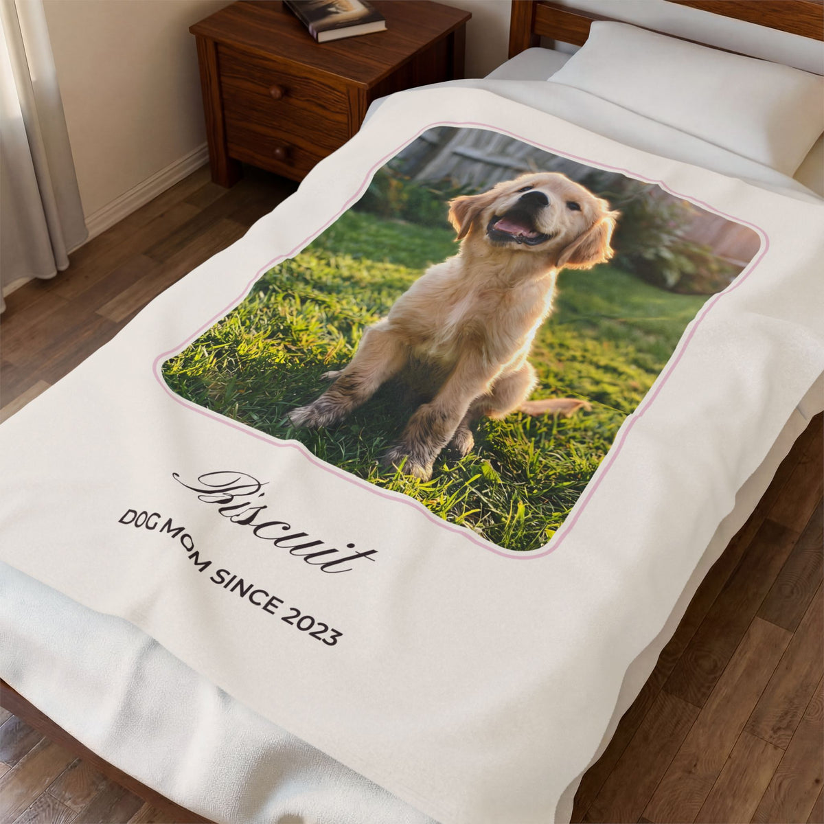 Custom Photo Blanket with Name – Personalized Pet Velveteen Throw