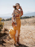 Autumn Muse retro floral blouse, full-length outfit styled with a high-waist skirt (skirt not included)