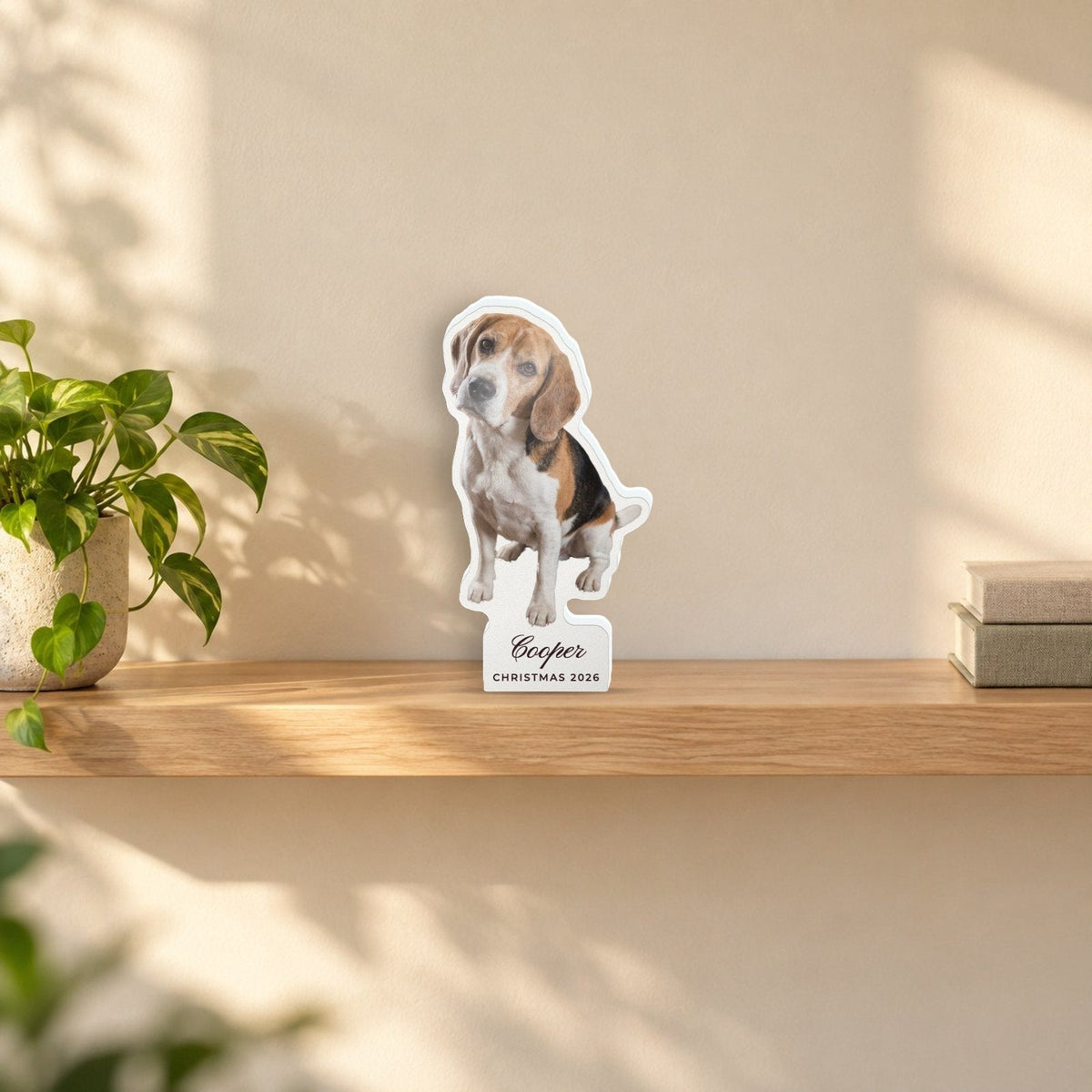 Custom Photo Acrylic Block, Cut to Shape, 4x6, live preview with a sample photo of Cooper
