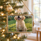 Mini Picture Frame Ornament with Photo, horizontal, live preview with a sample photo