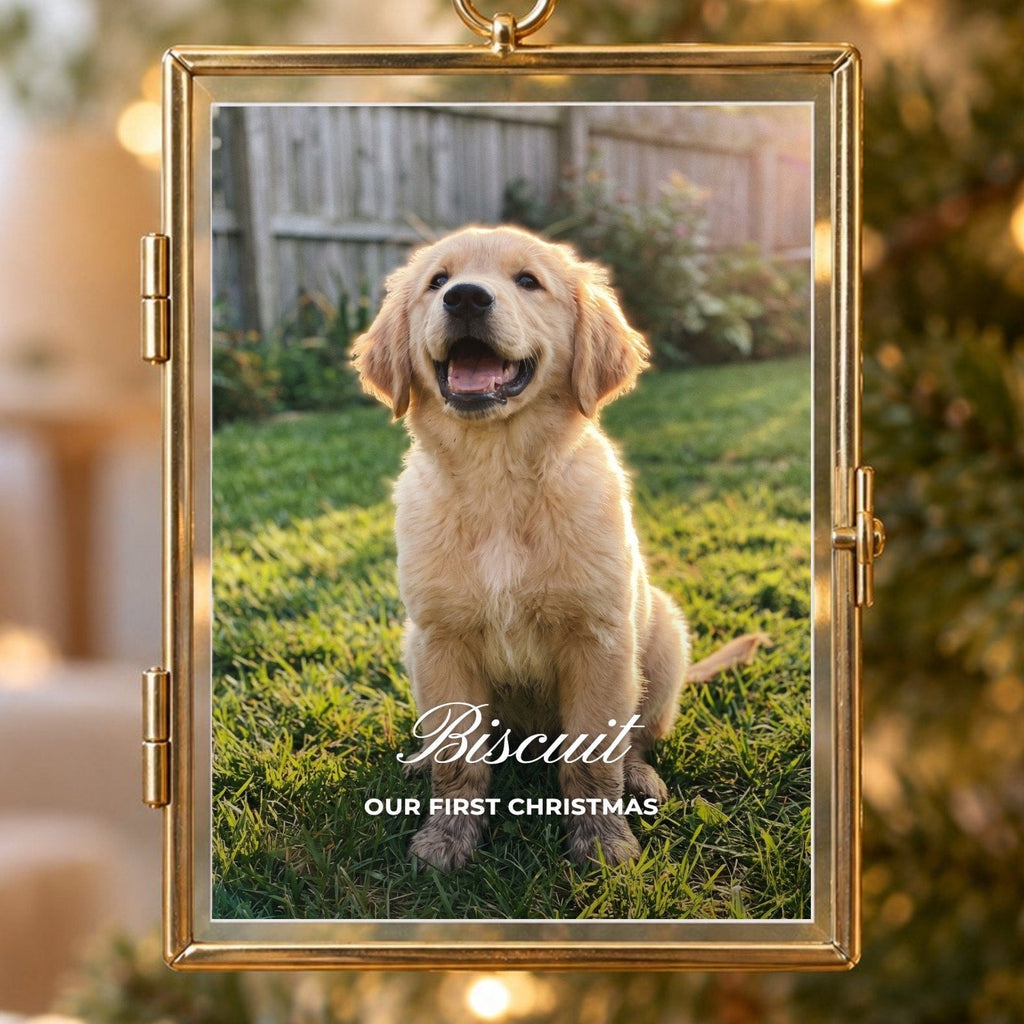 Mini Picture Frame Ornament with Photo, close-up of the personalised print