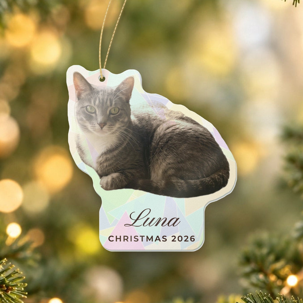 Holographic Photo Ornament, Cut to Shape, close-up of the personalised print