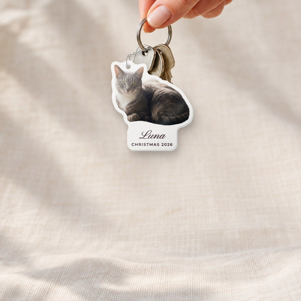 Custom Pet Photo Keychain, 3 in, live preview with a sample photo