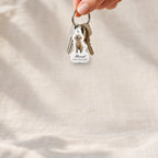 Custom Pet Photo Keychain, 2 in, live preview with a sample photo of Biscuit