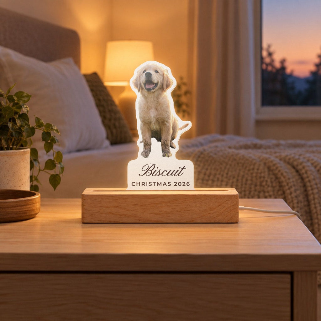 Custom Photo Night Light with Name, 6 in warm, live preview with a sample photo