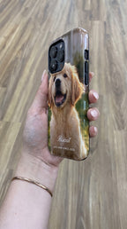 The full photo print wraps around the rounded edge onto the side wall of the tough case