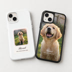 HoloFrame print options side by side: photo card on a white case and full-back print on a black case