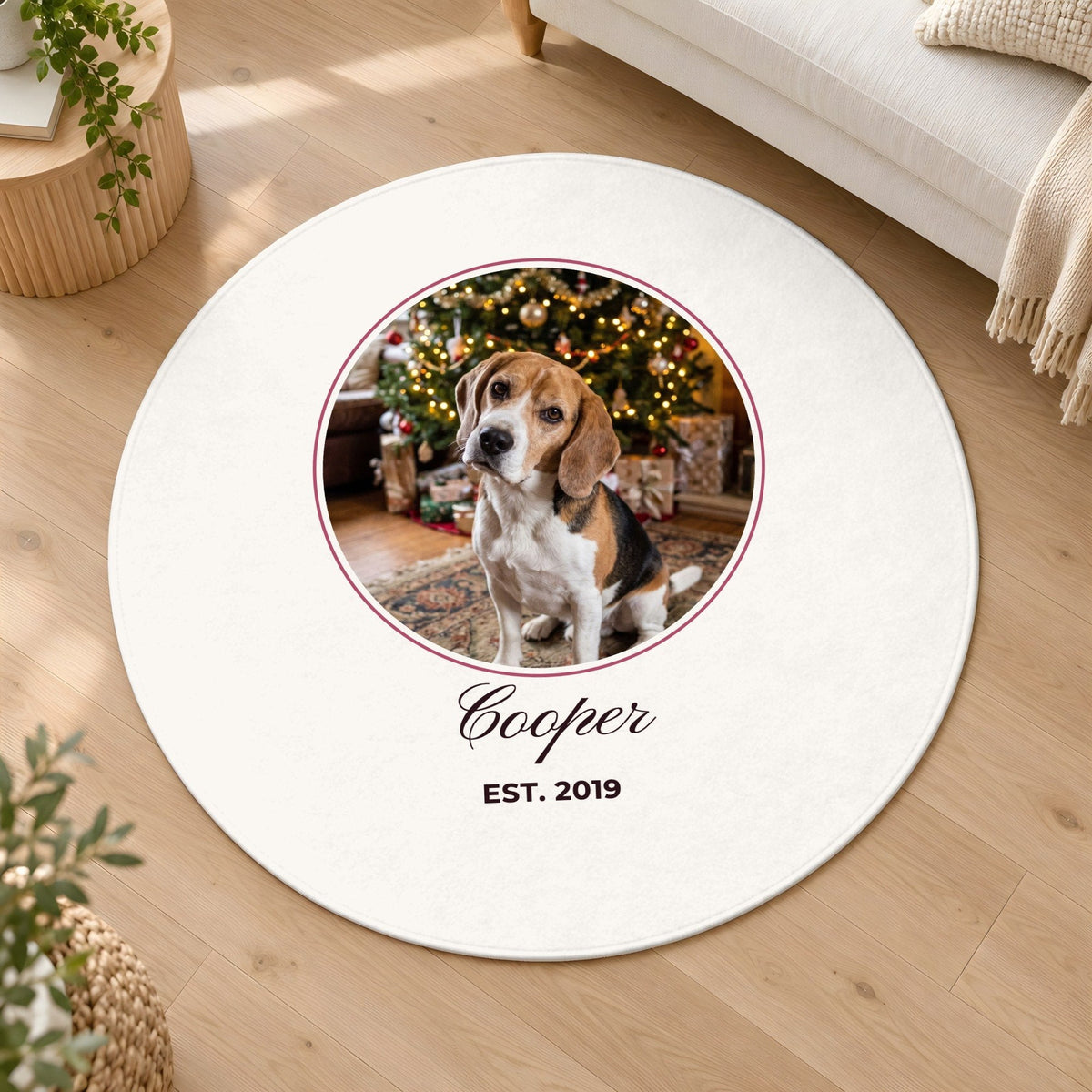Custom Photo Round Rug with Name, example personalised design
