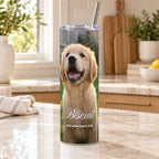 Custom Photo Skinny Tumbler with Name, 20 oz, live preview with a sample photo