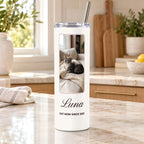 Custom Photo Skinny Tumbler with Name, 20 oz, example personalised design