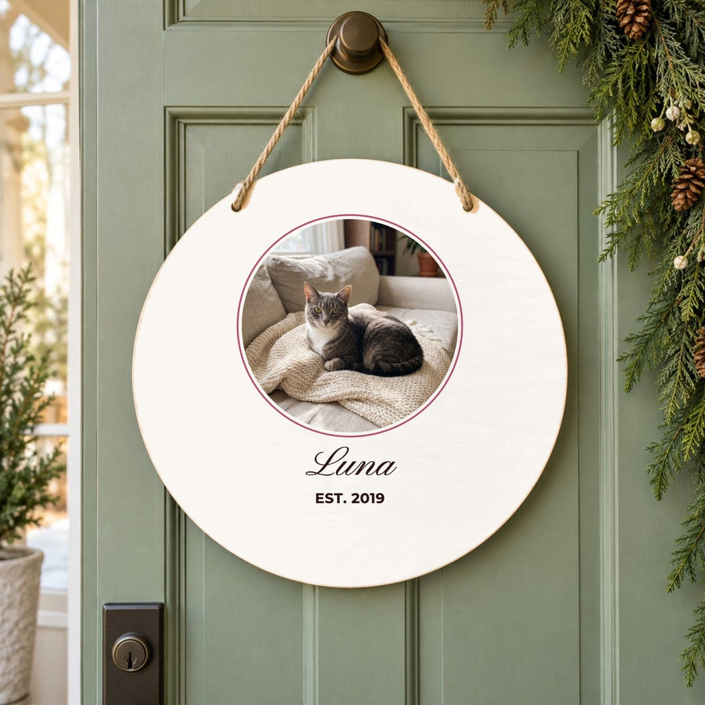 Custom Photo Wood Sign with Name, 10 in, live preview with a sample photo